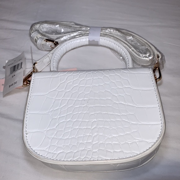 AQUA white croc-embossed small crossbody. Bloomingdale’s Exlusive - Picture 5 of 10